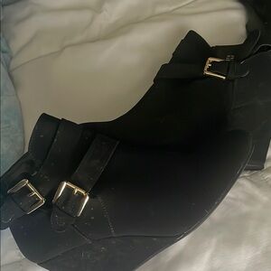 Black Ankle Boots with Buckle Detail